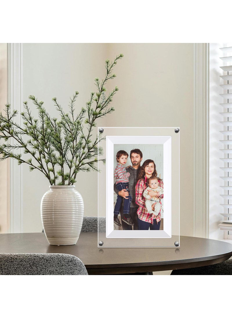 Bluejw - 7 Inch Digital Picture Frame Acrylic Video Frame Digital Photo Frame With Memory 2000Mah Built In Battery Auto-Rotate Slideshow Easy Setup Perfect For Heartfelt Gifts Birthday Gifts Hoilday Gifts - Image 1