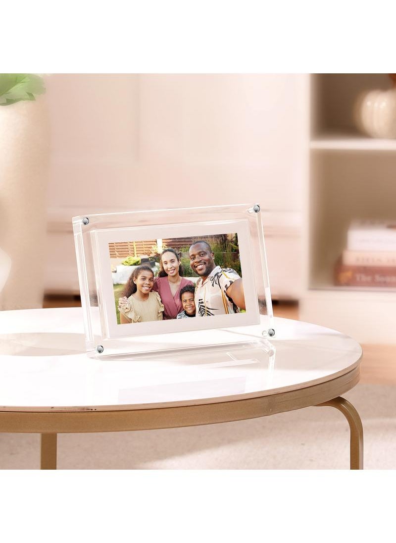 Bluejw - 7 Inch Digital Picture Frame Acrylic Video Frame Digital Photo Frame With Memory 2000Mah Built In Battery Auto-Rotate Slideshow Easy Setup Perfect For Heartfelt Gifts Birthday Gifts Hoilday Gifts - Image 1