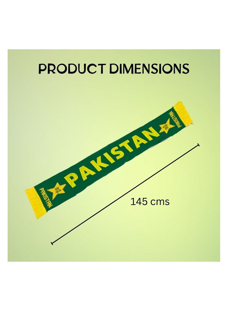 Pakistan Scarf For Adults – Green And Yellow Soft Fabric Wrap With Star Print – Unisex Traditional Design For Men And Women – Ideal For Festive Occasions,Match Days And Daily Wear  - Image 2