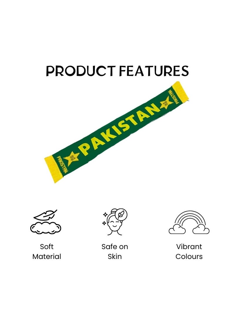 Pakistan Scarf For Adults – Green And Yellow Soft Fabric Wrap With Star Print – Unisex Traditional Design For Men And Women – Ideal For Festive Occasions,Match Days And Daily Wear  - Image 3