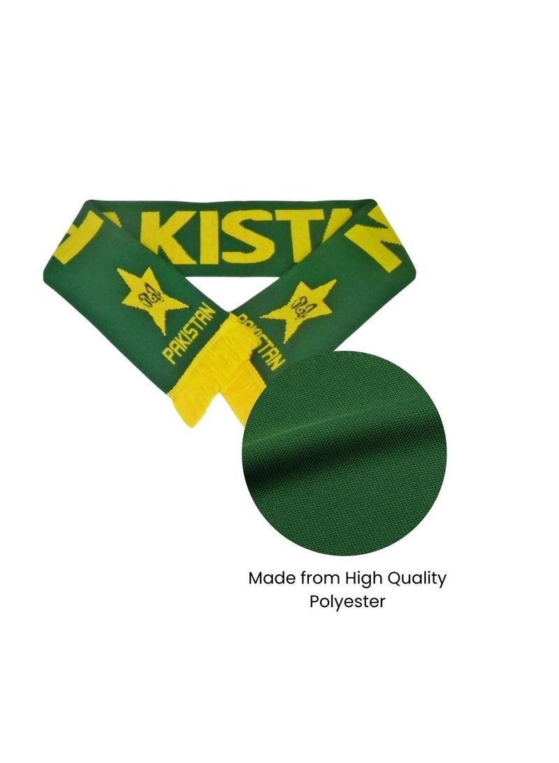 Pakistan Scarf For Adults – Green And Yellow Soft Fabric Wrap With Star Print – Unisex Traditional Design For Men And Women – Ideal For Festive Occasions,Match Days And Daily Wear  - Image 4