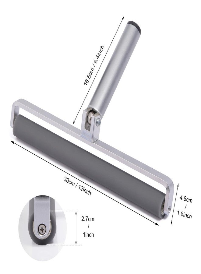 Gomake 12 Inch Rubber Pasting Roller Squeegee Rolling Wheel Power Cleaner Rubber Rollers for Crafting, Glue Roller Paint Brush for Printmaking Stamping Gluing, Anti Skid Tape Construction - Image 3