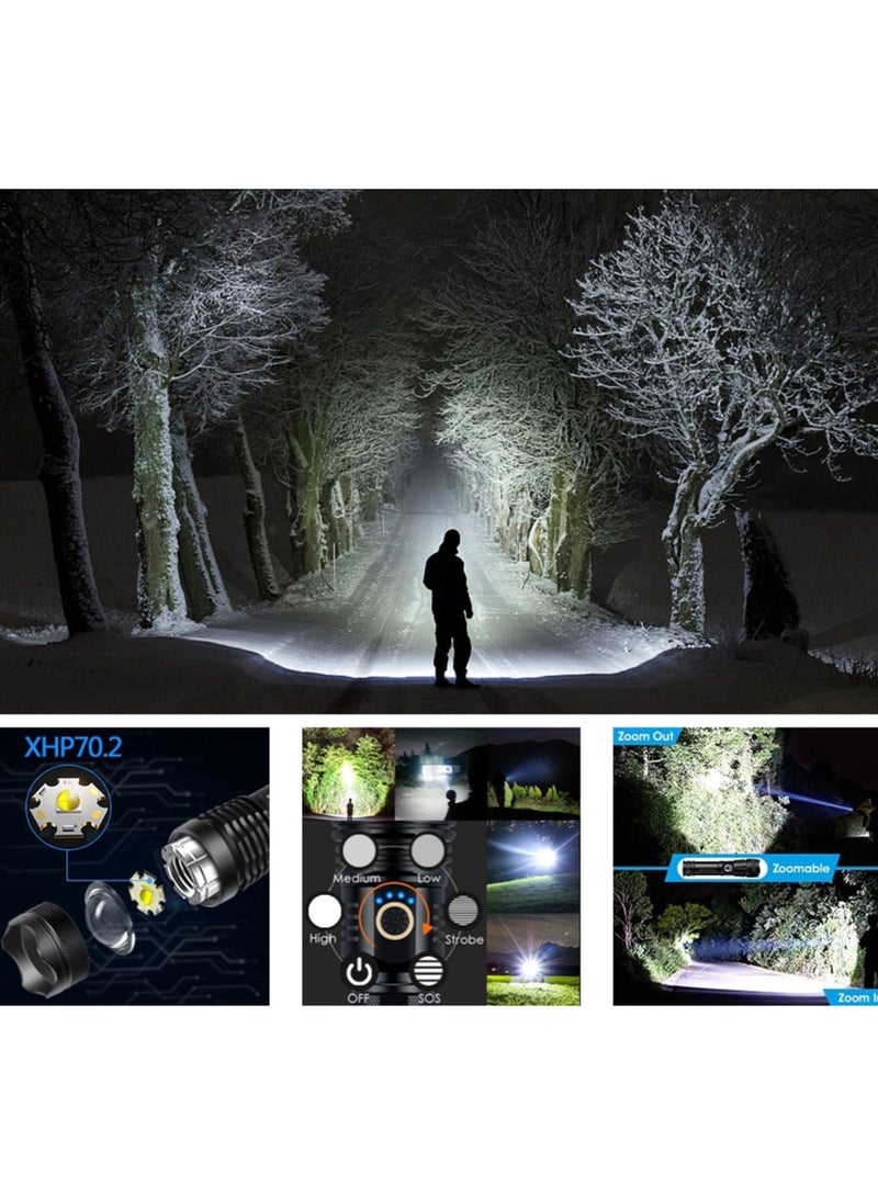 Rechargeable LED Flashlights, Super Bright Zoomable Flashlight with 5 Modes, Adjustable High Lumens IP53 Waterproof Torch Light, Handheld Light with 26650 Battery Camping Outdoor Emergency  - Image 5