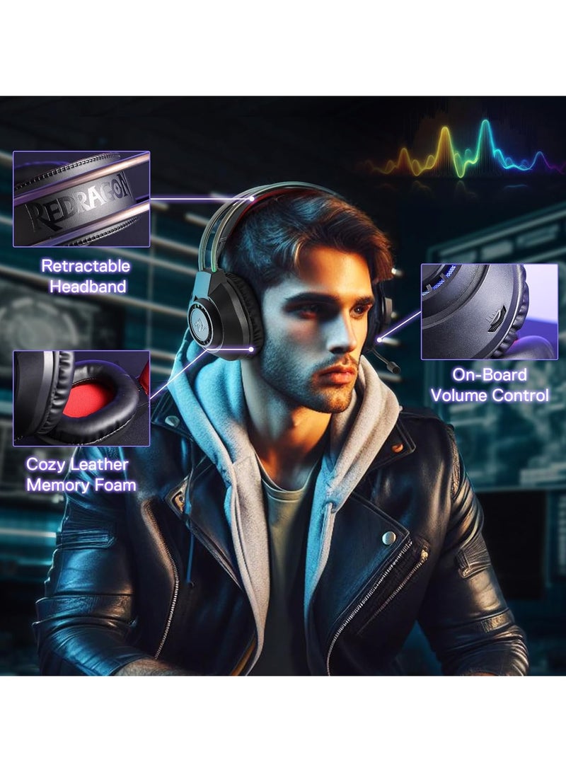 Redragon H231 Gaming Headset, RGB, 3.5mm+USB Connection, Black - Image 4