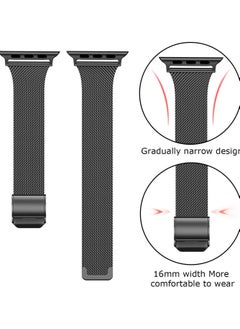 O Ozone Milanese Straps for Apple Watch Series 10 9 8 7 6 5 4 SE, 38/40/41/42mm, Stainless Steel Metal Narrow Slim Thin Replacement Strap for Women -Black  - Image 2