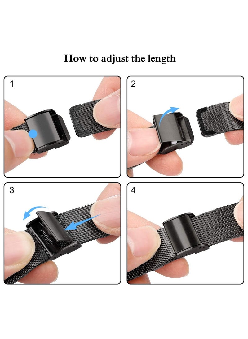O Ozone - Milanese Straps for Apple Watch Series 10 9 8 7 6 5 4 SE, 38/40/41/42mm, Stainless Steel Metal Narrow Slim Thin Replacement Strap for Women -Black - Image 1