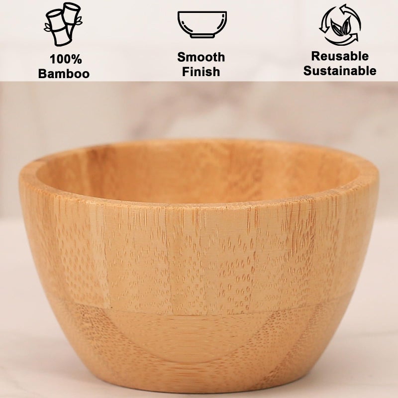 ZTHapwa Bamboo Wooden Bowls Set of 6, 3 Inch Small Serving Bowls for Snacks/Appetizers/Side Dishes/Charcuterie Board, Dipping Sauce Bowl for Condiments, 4 oz Bamboo Wood Ramekins, Reusable & Handmade - Image 3