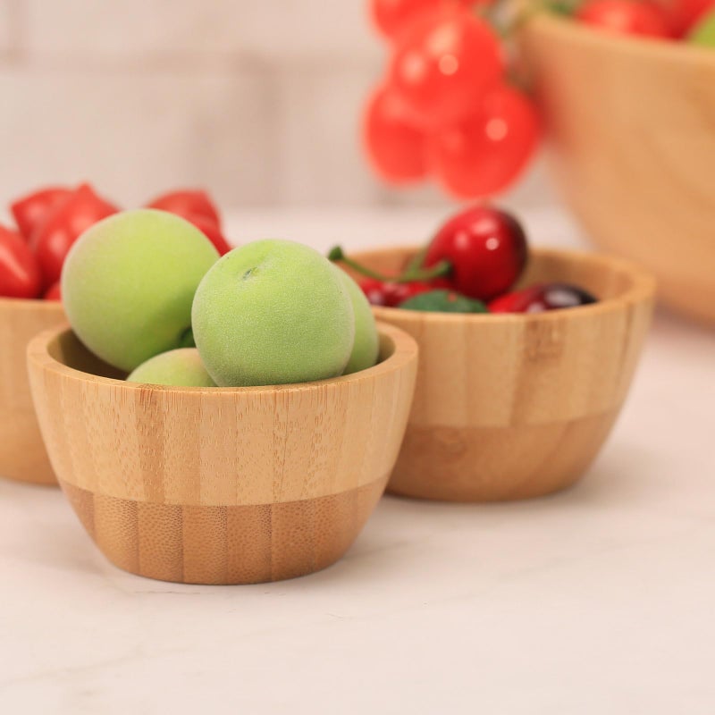 ZTHapwa Bamboo Wooden Bowls Set of 6, 3 Inch Small Serving Bowls for Snacks/Appetizers/Side Dishes/Charcuterie Board, Dipping Sauce Bowl for Condiments, 4 oz Bamboo Wood Ramekins, Reusable & Handmade - Image 5