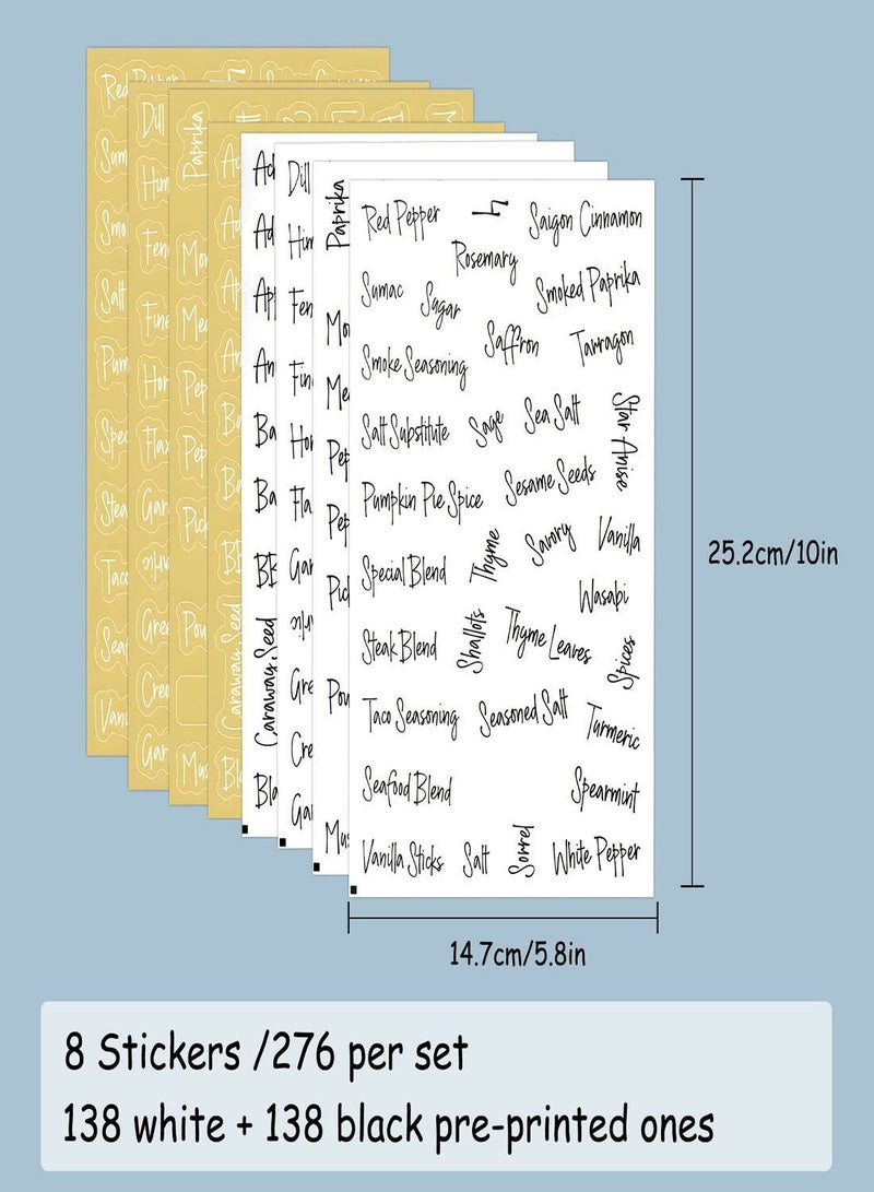 Captaintech Clear Spice Jar Label, 276Pcs Preprinted Water Oil Resistant Label Set, White/Black Letters on Clear Stickers, Preprinted Label Stickers for Spice Rack Organization Storage, Canisters - Image 3