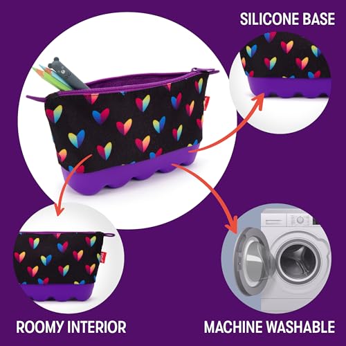 Zipit حافظة أقلام ZIPIT القلبية للفتيات، حقيبة سيليكون لطيفة للمدرسة، حقيبة قرطاسية للمراهقين والبالغين - Image 3