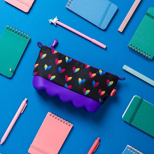 Zipit حافظة أقلام ZIPIT القلبية للفتيات، حقيبة سيليكون لطيفة للمدرسة، حقيبة قرطاسية للمراهقين والبالغين - Image 4