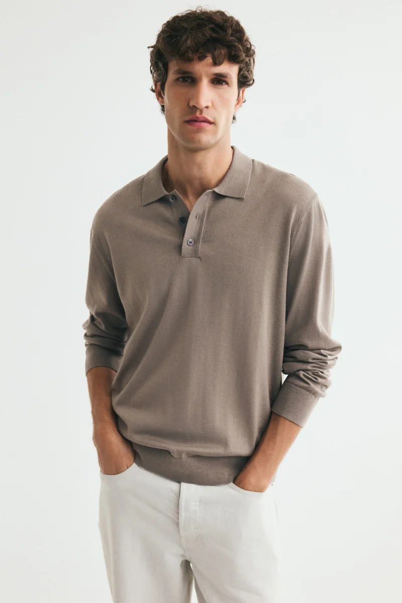 Regular Fit Merino wool polo shirt