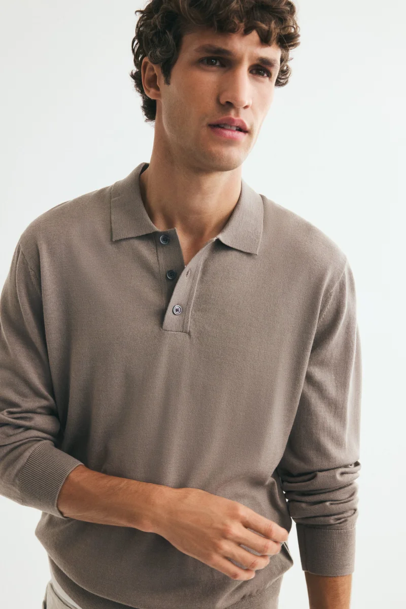 H&M  Regular Fit Merino wool polo shirt for Men | Best Price UAE