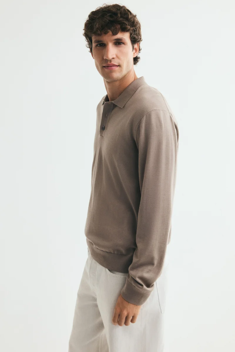 H&M  Regular Fit Merino wool polo shirt for Men | Best Price UAE