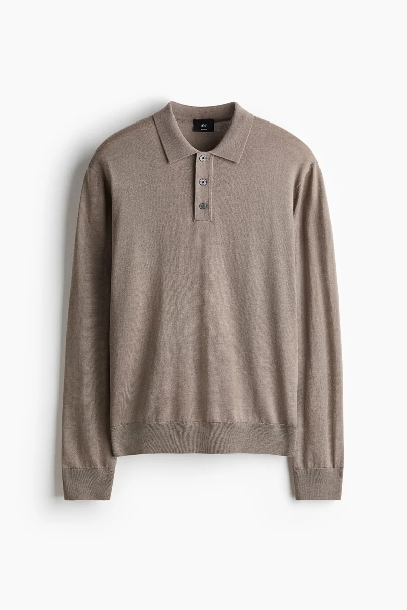 H&M  Regular Fit Merino wool polo shirt for Men | Best Price UAE