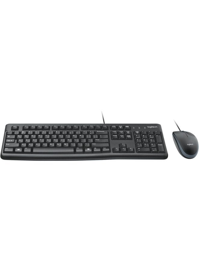 Logitech MK120 Wired Keyboard And Mouse For Windows, Optical Wired Mouse, USB Plug-and-Play, Full-Size, PC/Laptop, UK Layout - Black - Image 2