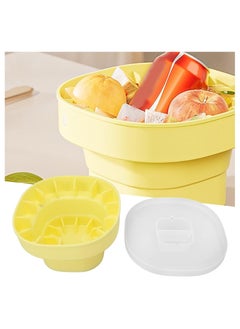 KASTWAVE Folding Silicone Ice Bucket, 2 in 1 Ice Tray Mold Ice Bucket, Portable ice cube molds, Square Water Pail with Lid, Ice Bucket Tub for Camping, Travelling, Picnicing Outdoor, Yellow  - Image 5