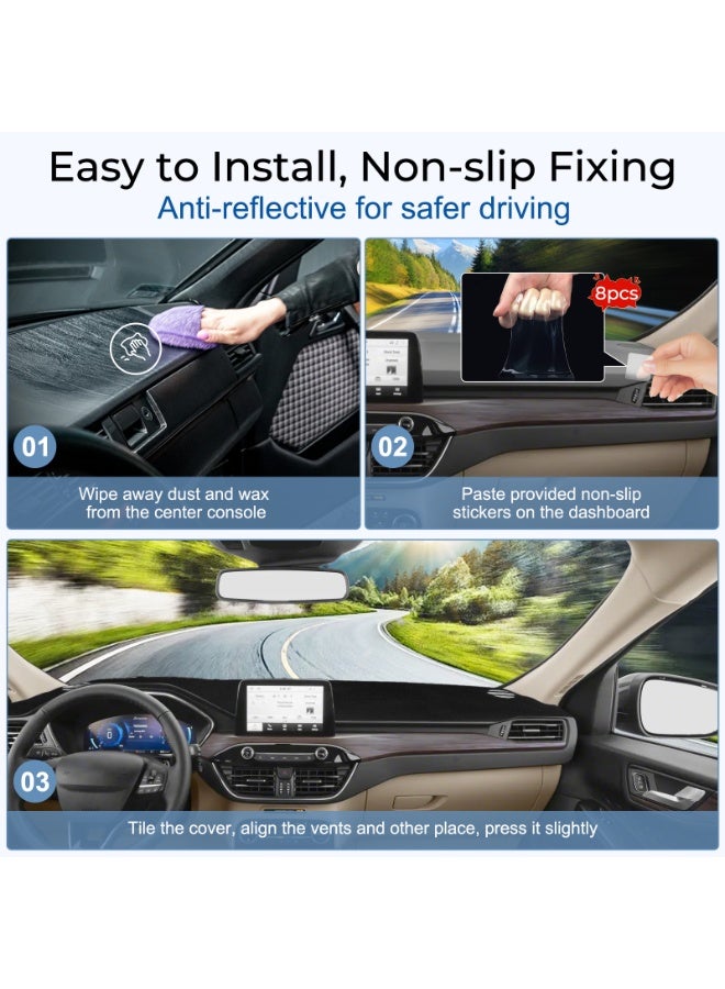 FETUSI Dashboard Cover Mat Compatible with Toyota Land Cruiser Prado 2024 2025 Accessories Dash Cover Non-Slip Dash Mat Sunshade Anti-Glare Protector Pad Carpet - Image 4