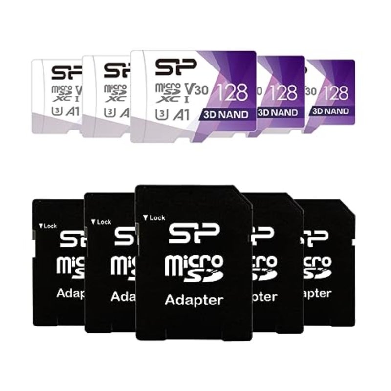 بطاقة microSDXC لتسجيل الفيديو بدقة 4K UHD لكاميرات الحركة والطائرات بدون طيار، بوليمر السيليكون، أسود، سرعة قراءة تصل إلى 100 ميجابايت/ثانية، تصنيف U3 C10 A1 V30 مع محول - Image 1