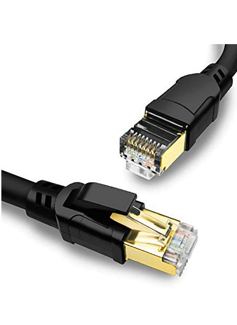 GKK - Cat8 Ethernet Cable High Speed 40Gbps 2000MHz RJ45 Network Internet Braided Shielded Cord LAN Wire Compatible with Gaming Switch PC PS5 PS4 Xbox Modem Router WIFI Extender Patch Panel -2M Black - Image 1