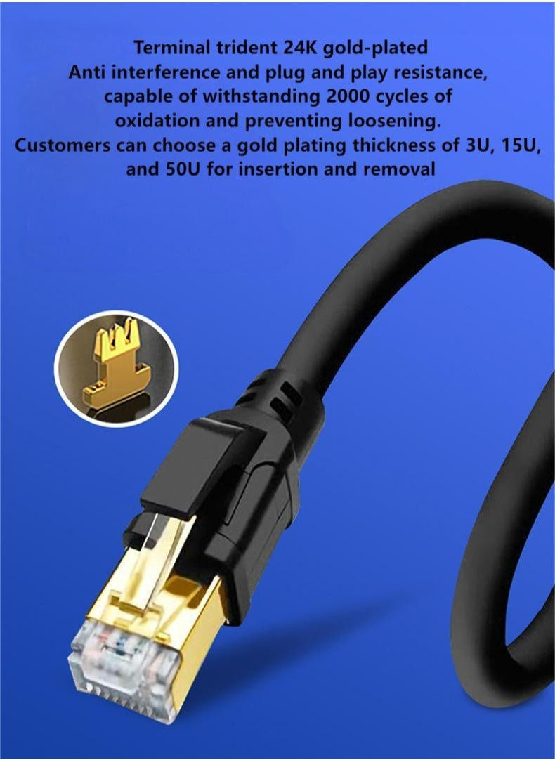GKK - Cat8 Ethernet Cable High Speed 40Gbps 2000MHz RJ45 Network Internet Braided Shielded Cord LAN Wire Compatible with Gaming Switch PC PS5 PS4 Xbox Modem Router WIFI Extender Patch Panel -2M Black - Image 1