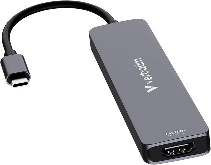 فيرباتيم محور فيرباتيم USB-C Essentials متعدد المنافذ – 7 منافذ: (2) USB-A 3.0/3.2 Gen 1، (2) USB-C 3.0/3.2 Gen 1، فتحات بطاقات SD وMicro SD مع HDMI بدقة 4K وشحن بقدرة تصل إلى 100 واط - Image 2