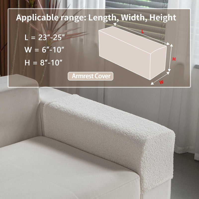 OHSIO Couch Cushion Covers for Sectional Sofa, Stretch Soft Sofa Slipcovers Washable Wear-Resistant Universal Furniture Protector for Living Room(1 Piece Armrest Cover, Ivory) - Image 2