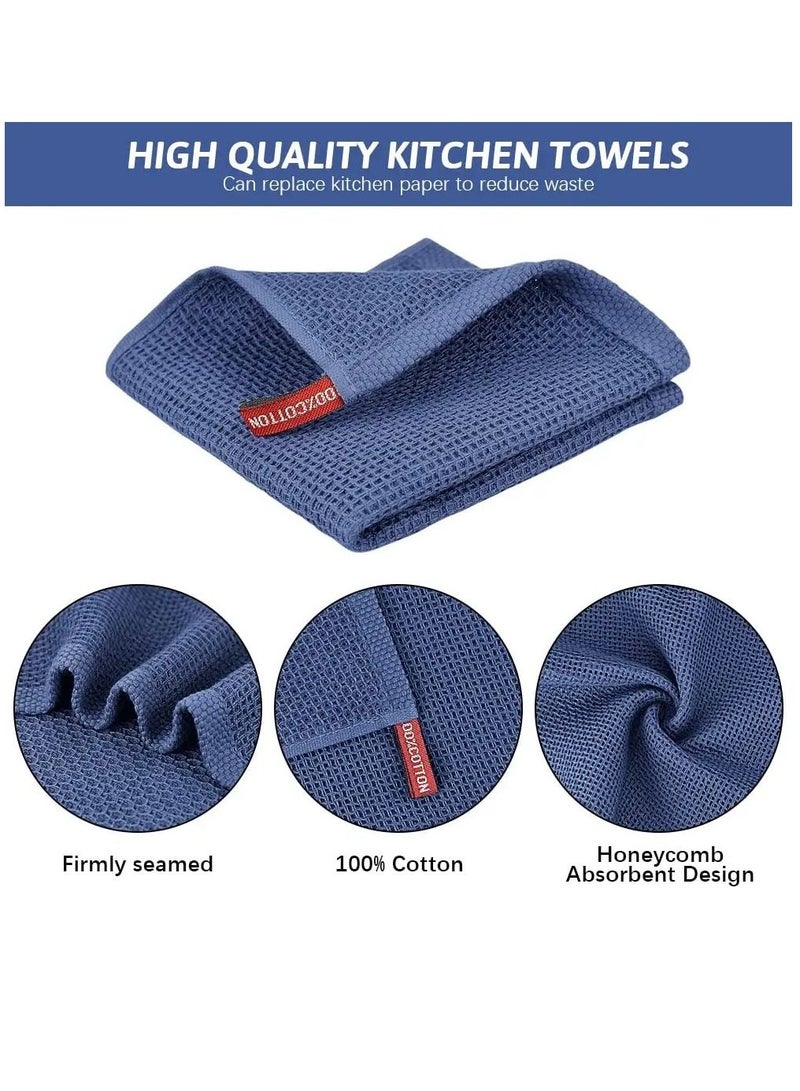 Y&D 100% Cotton Kitchen Dish Cloths, 6-Pack Ultra Soft Absorbent Quick Drying Towels, Tea Towels Set, 12x12 Inches, Navy Blue - Image 2