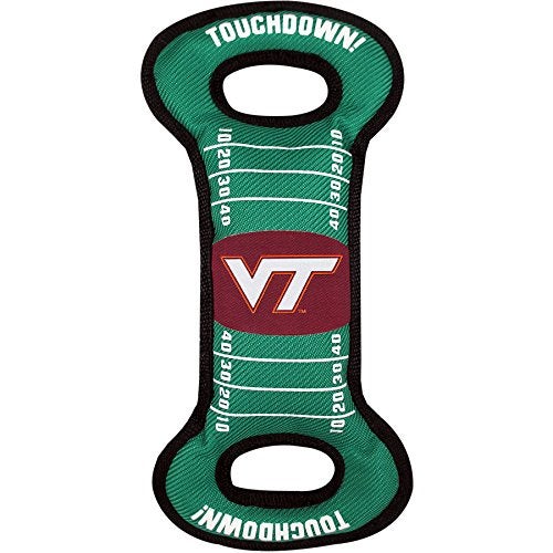 Pets First NCAA Football Field Dog Toy with Squeaker Virginia TECH Hokies for Tug Toss and Fetch Tough Durable PET Toy - Image 1
