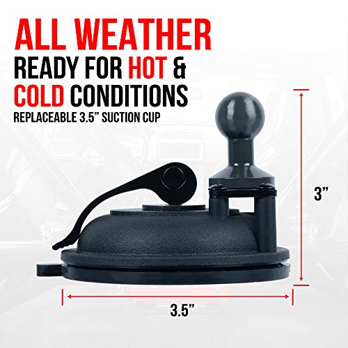 Tackform Heavy Duty Suction Cup Mount with 20mm Ball | Aluminum and ABS Plastic | Large 3.5" Suction Cup - Image 3