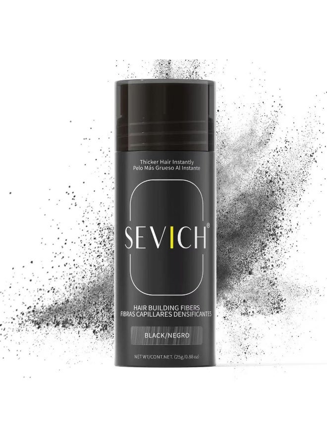 Sevich Hair Building Fibers Instant Remedy for Hair Loss Hair Fiber Powder For Thinning Hair & Bald Spots Hair Concealer Powder For Women & Men 25g (Black) - Image 1