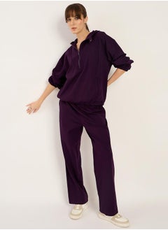 Femmella Solid Half Zip-Up Hoodie and Pants Co-Ords by Styli  - Image 5