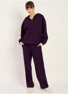 Femmella Solid Half Zip-Up Hoodie and Pants Co-Ords by Styli  - Image 1