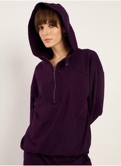 Femmella Solid Half Zip-Up Hoodie and Pants Co-Ords by Styli  - Image 4