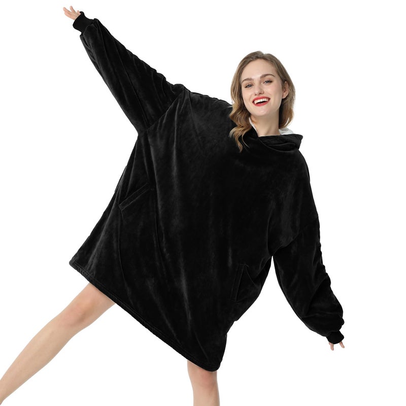 LetsFunny Blanket HoodieOversized Wearable Sherpa Fleece Blanket SweatshirtSuper Soft Warm Cozy with Giant PocketGifts for Women Men Adults Teenagers Kids One Size Fits All