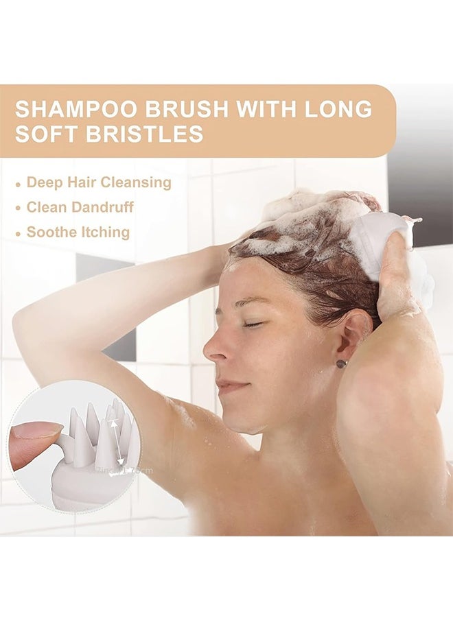 Sweet Life Silicone Scalp Massager Brush, Loofah Back Scrubber with Bamboo Charcoal, Loofah Sponge with Long Handle for Shower, Exfoliating Luffa Bath Sponge for Body & Back  - Image 2