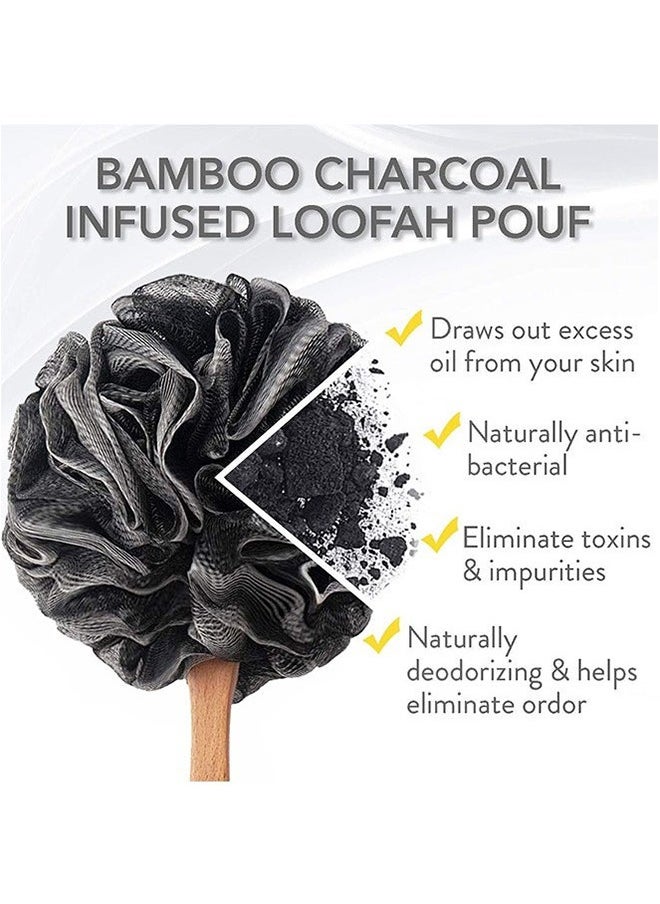 Sweet Life Silicone Scalp Massager Brush, Loofah Back Scrubber with Bamboo Charcoal, Loofah Sponge with Long Handle for Shower, Exfoliating Luffa Bath Sponge for Body & Back  - Image 3