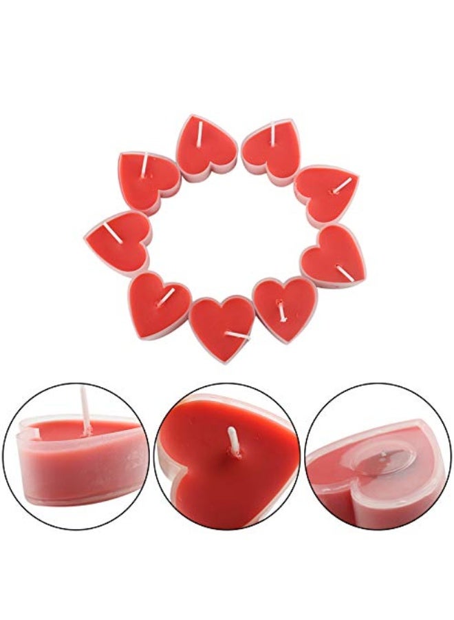 مجموعة شموع معطرة من مادة PVC حمراء على شكل قلب، مكونة من 9 قطع - شموع رومانسية لعيد الحب والذكرى السنوية وديكورات الحفلات - Image 1