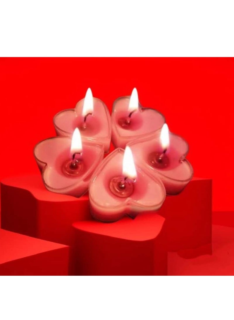 Heart Shape Red Color (6 Pcs) PVC Candle Set  Romantic Scented Candles for Valentine's Day, Party Celebration  - Image 1