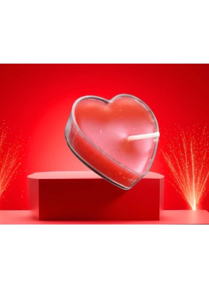 Heart Shape Red Color (6 Pcs) PVC Candle Set  Romantic Scented Candles for Valentine's Day, Party Celebration  - Image 2