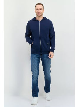CROSSHATCH Men Hoodie Embroidered Logo Long Sleeves Sweatshirt, Navy  - Image 3