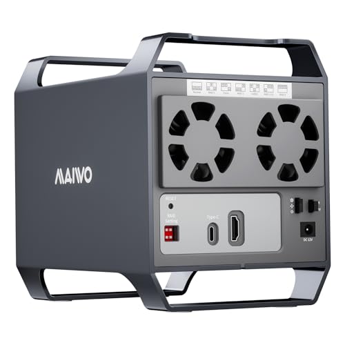 MAIWO 4 Bay HDD RAID Enclosure for 35 SATA Drive with Cooling Fan USB AC 30 CC Cable Included Supports Raid Normal035110CloneLargejbod 96TB Capacity DAS Enclosure - Image 1