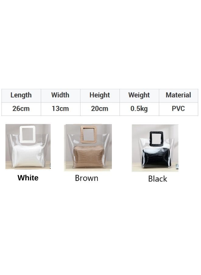 Transparent White Leather Bag for Women - Stay Fashionable While Keeping Your Belongings Organized, White - Image 4