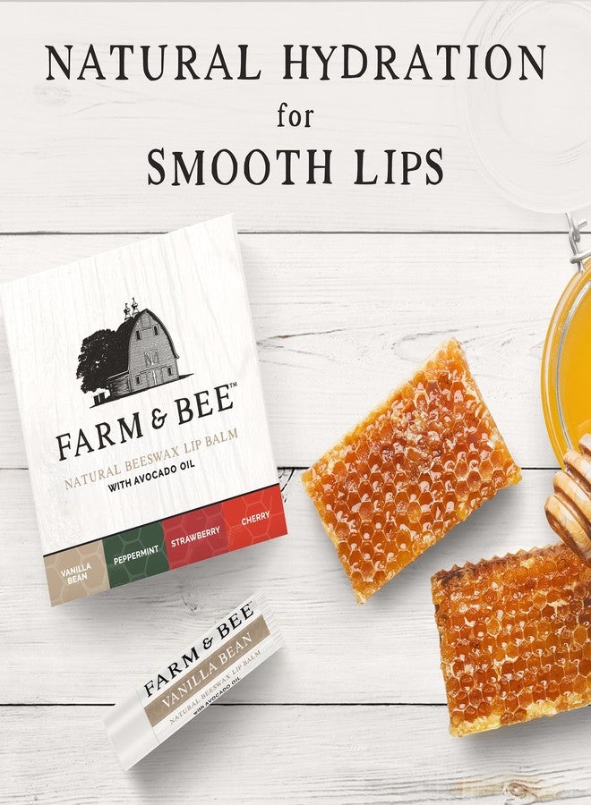 Farm & Bee Natural Lip Balm - Variety Pack - Organic & Natural Ingredients - Beeswax Based Lip Care Chapstick - Great Gift - Farm & Bee - 0.15oz (Pack of 4 - Vanilla Bean/Peppermint/Strawberry/Cherry) - Image 5