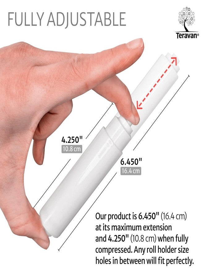 Teravan Spring Action Toilet Paper Holder Replacement Rollers, White, Pack of 2 Spindles - Stepped Ends for Secure Fit, Smooth Rotation, Universal Compatibility, Durable Plastic Construction - Image 2