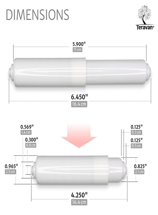 Teravan Spring Action Toilet Paper Holder Replacement Rollers, White, Pack of 2 Spindles - Stepped Ends for Secure Fit, Smooth Rotation, Universal Compatibility, Durable Plastic Construction - Image 3