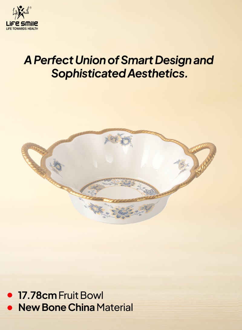 Life Smile LIFE SMILE Serving Bowl With Gold Stand  - Bone China Fruit Basket For Fruit ,Snack Nuts ,Cake ,Dessert Storage - Image 2
