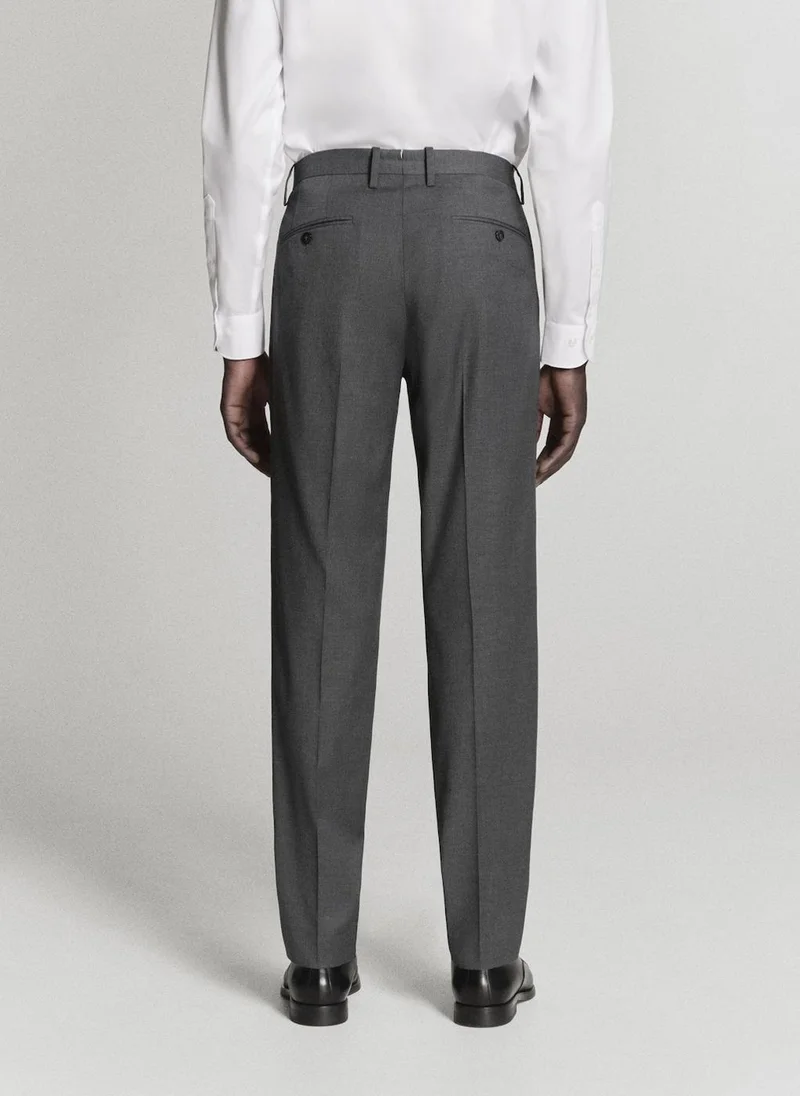 Mango Man 92-GRIS Milan Slim-Fit Suit Trousers for Men | Best Price UAE