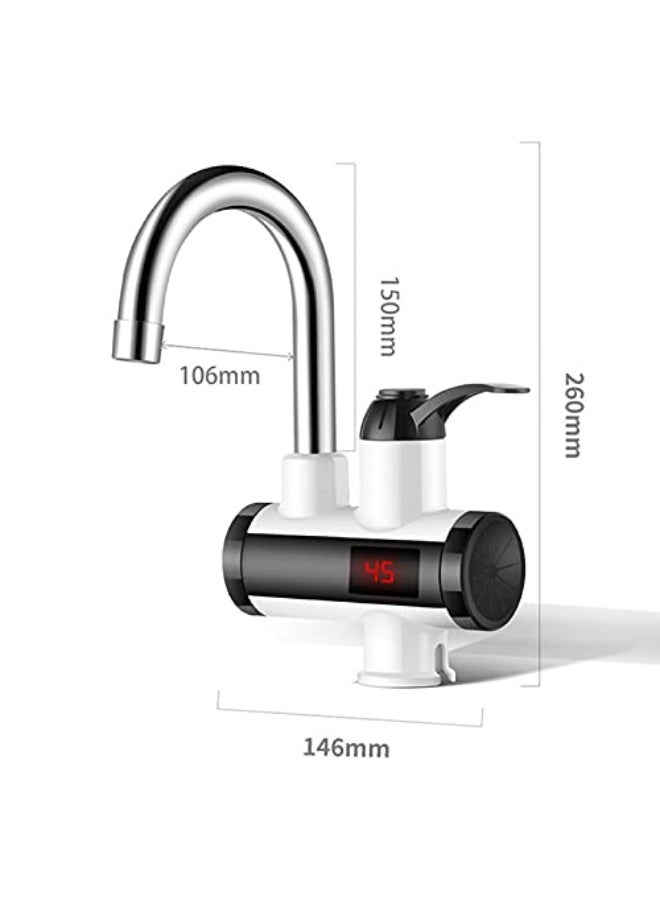 Faucet,3000W Instant Hot Water Faucet Electric Water Heater Tap with LED Digital Display Kitchen Bathroom Water Heating Faucet IPX4 Waterproof 360° Rotatable 220V - Image 2