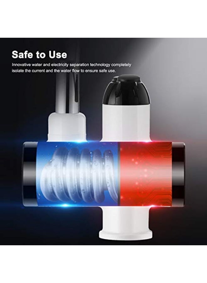 Faucet,3000W Instant Hot Water Faucet Electric Water Heater Tap with LED Digital Display Kitchen Bathroom Water Heating Faucet IPX4 Waterproof 360° Rotatable 220V - Image 3